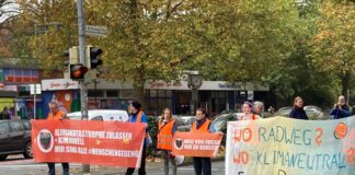 Protest der Letzten Generation am Hasetor in Osnabrück. / Foto: Dominik Lapp