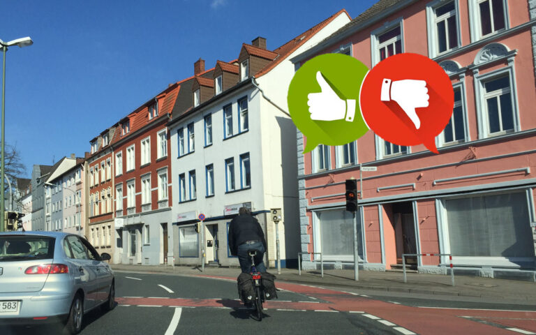 Radfahrer in der Mitte der Straße