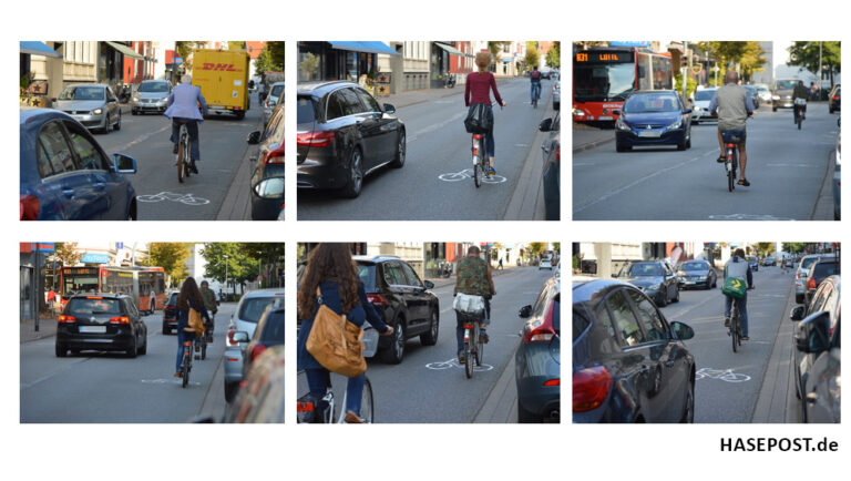 Sharrows auf der Lotter Straße in Osnabrück