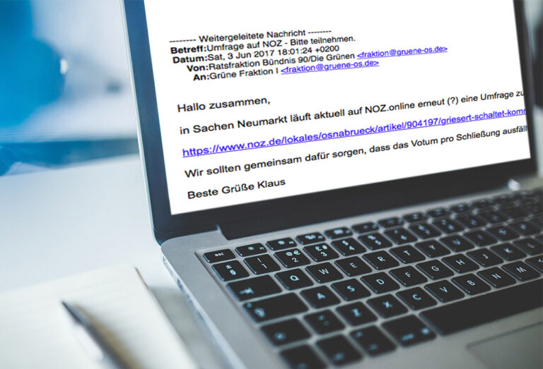 Screenshot Mail Grüne Ratsfraktion