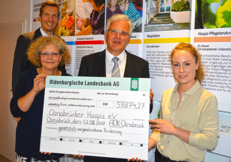 AOK Niedersachsen Scheckübergabe Hospiz Osnabrück