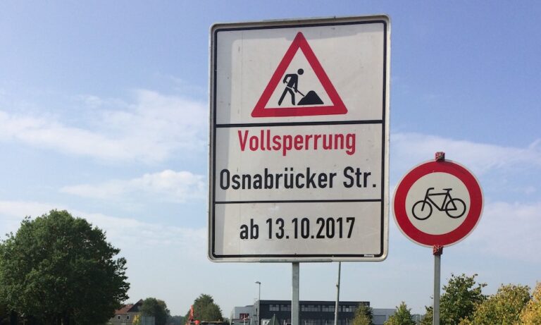 Bissendorf, Baustelle, Natbergen, Osnabrücker Straße, Landkreis Osnabrück, Baustelle, Vollsperrung, Bauarbeiten, Umleitung
