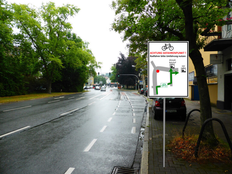 Hasetorwall, Radfahrer, Osnabrück, Schild