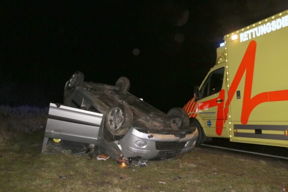 PKW in Autobahnkreuz Osnabrück-Süd überschlagen