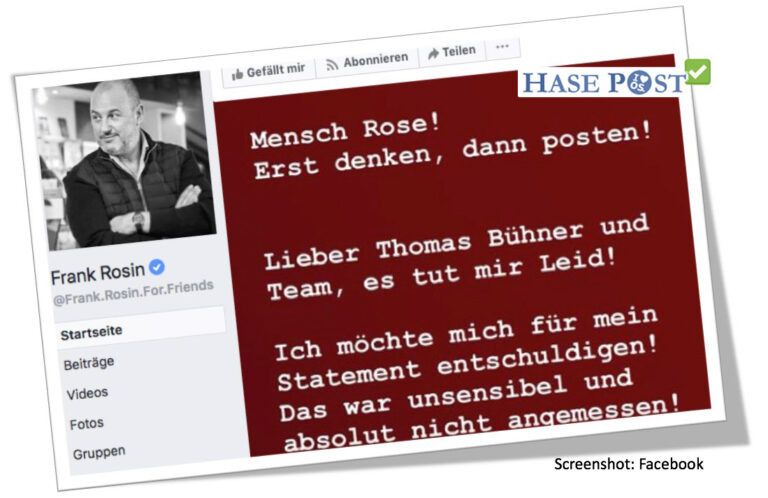 Frank Rosin Entschuldigung