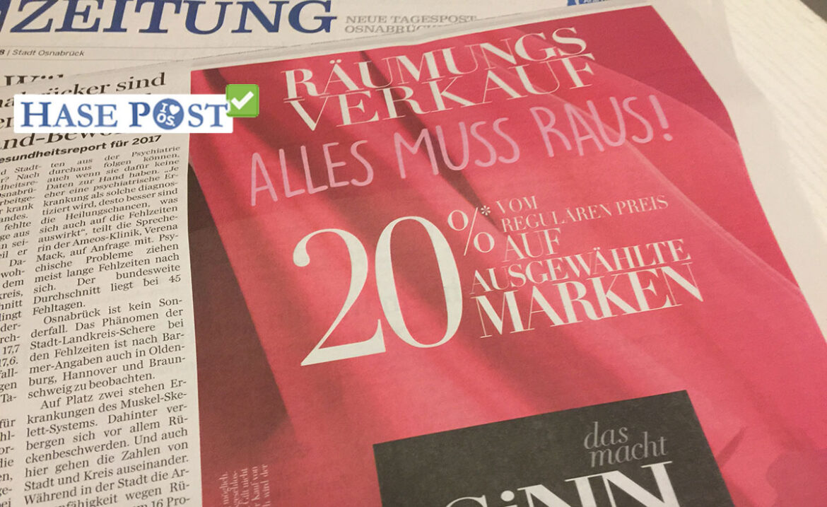 Räumungsverkauf Sinn Osnabrück