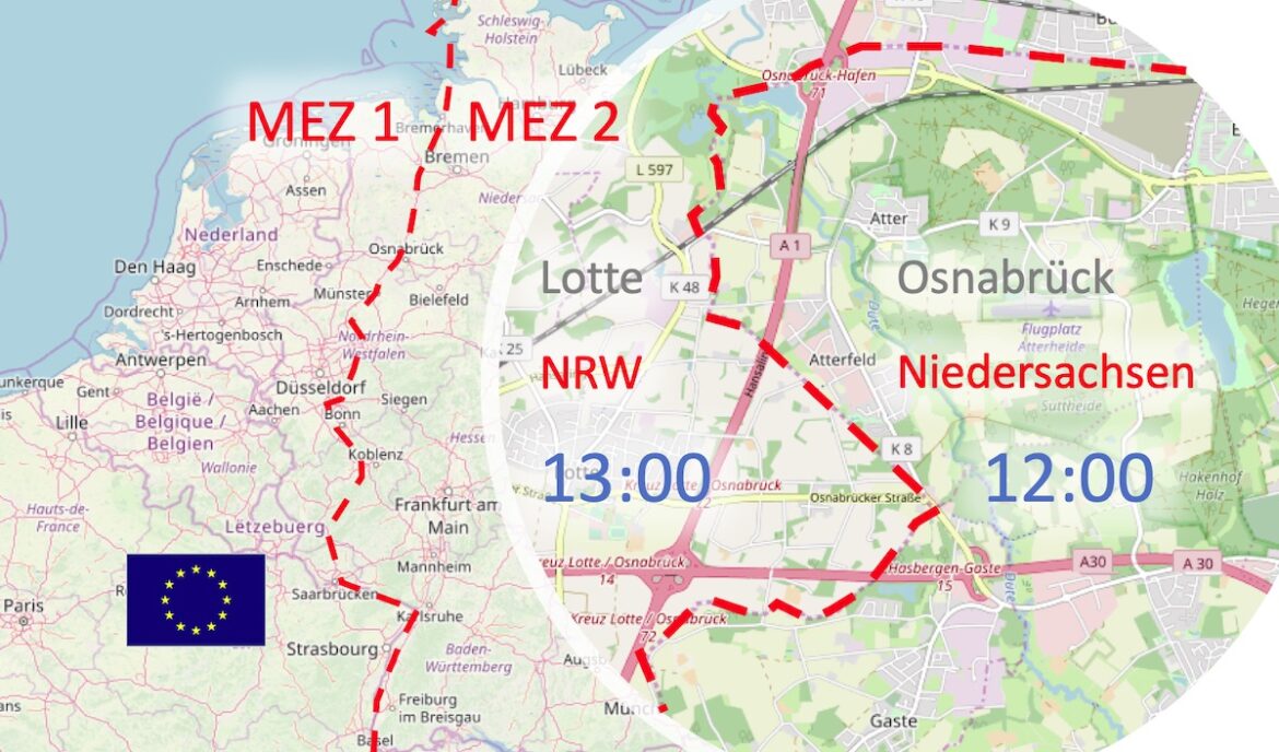 Zeitzonen-Grenze der EU