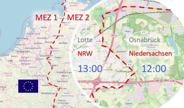 Zeitzonen-Grenze der EU