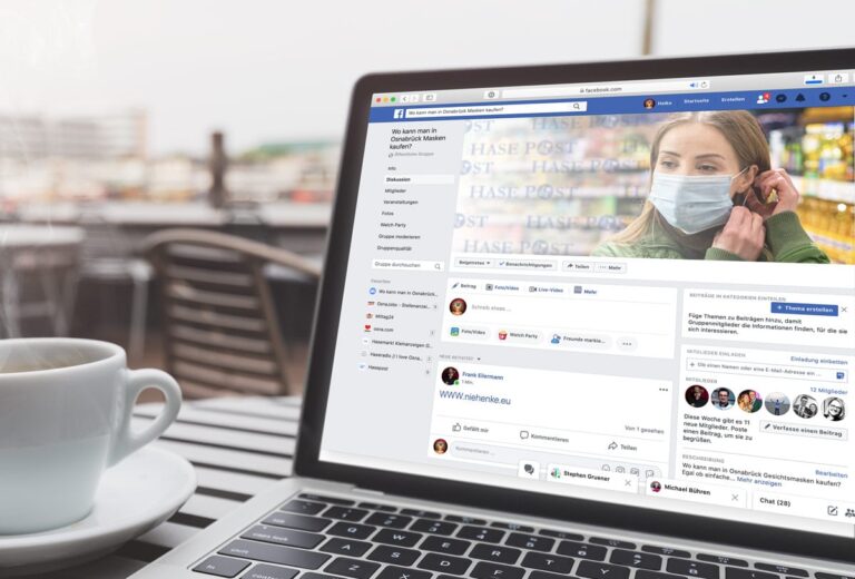 Facebook Gruppe zur Masken-Suche