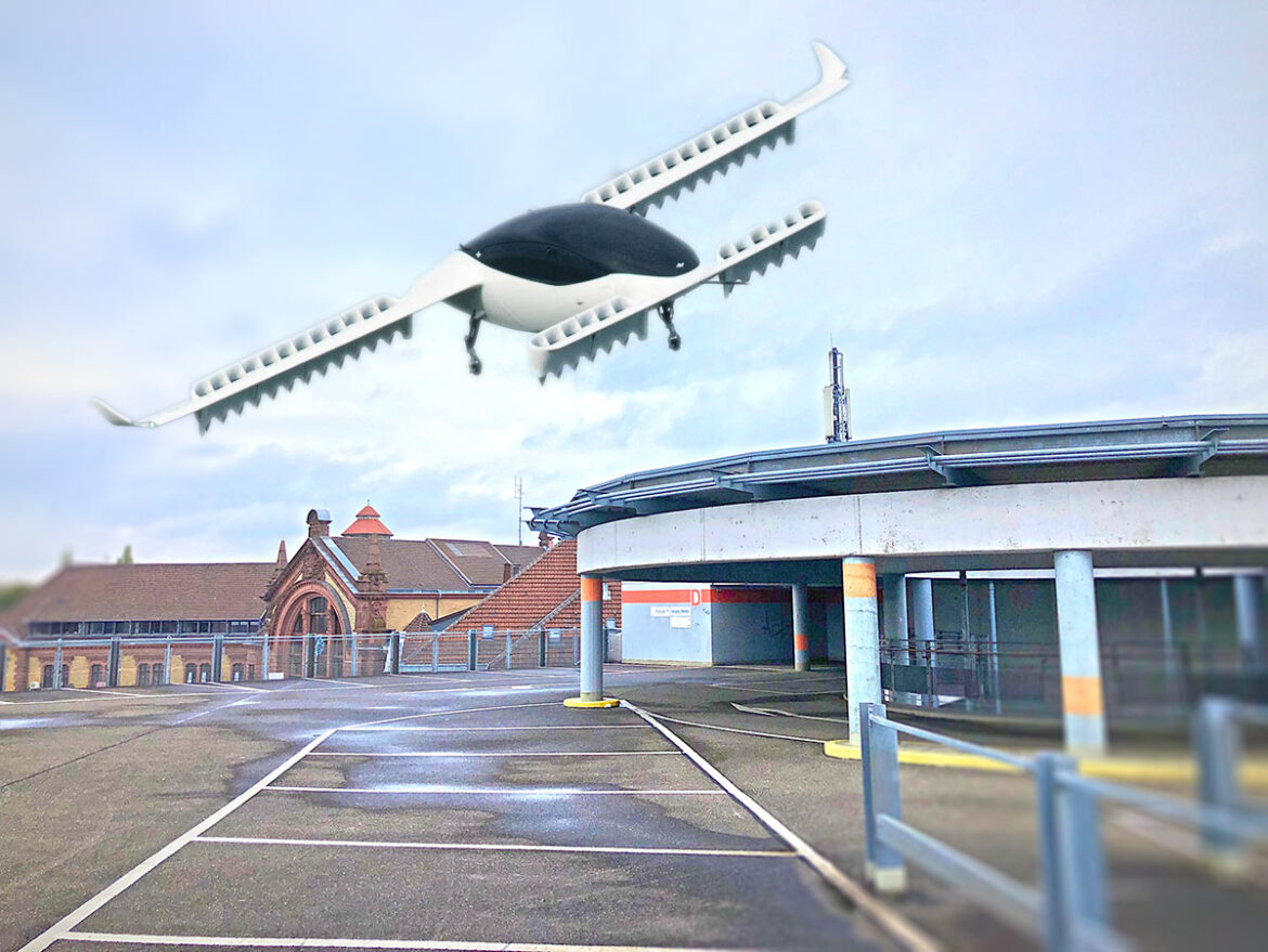 Flugtaxi im Landeanflug auf Osnabrück (Montage)