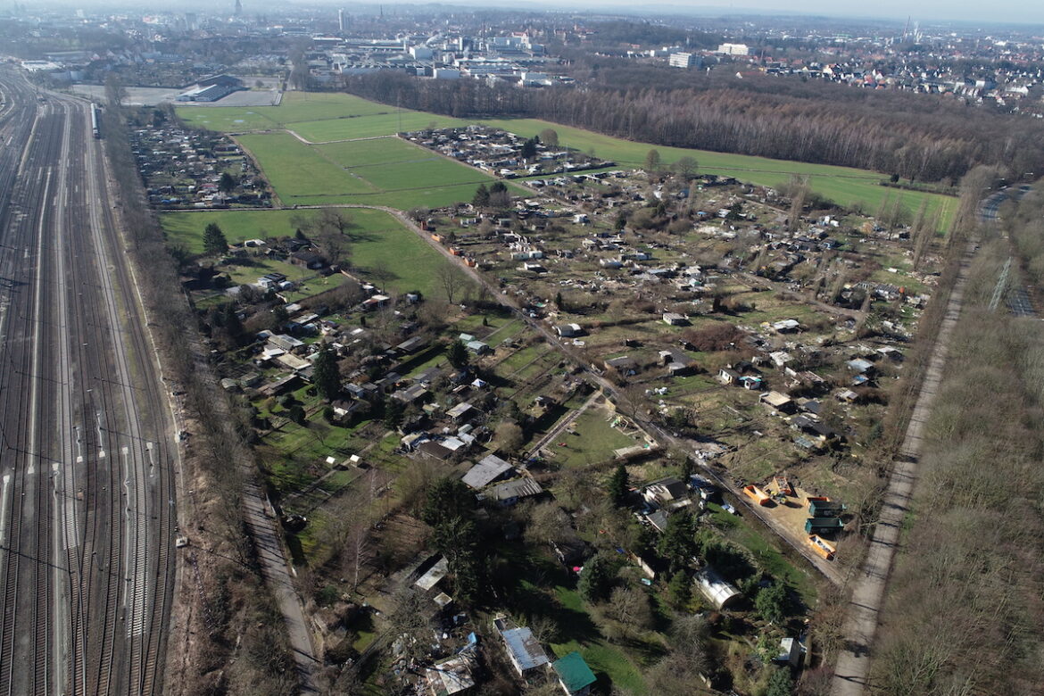 Luftbild des Gebiets in der Gartlage. / Foto: Stadt Osnabrück, Sergej Tissen.