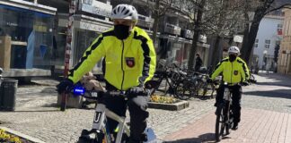 Polizei-Fahrräder im Einsatz. / Foto: Pohlmann.