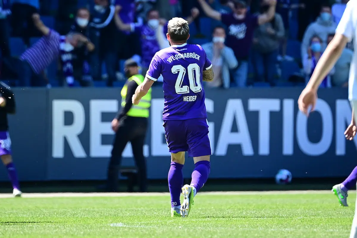 Torjubel zum 2:0 durch Marc Heider im Relegationsrückspiel gegen Ingolstadt; Foto: Revierfoto
