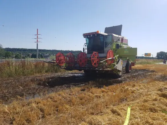 Feuer auf Stoppelfeld bedroht Bauernhof und Wald in Belm