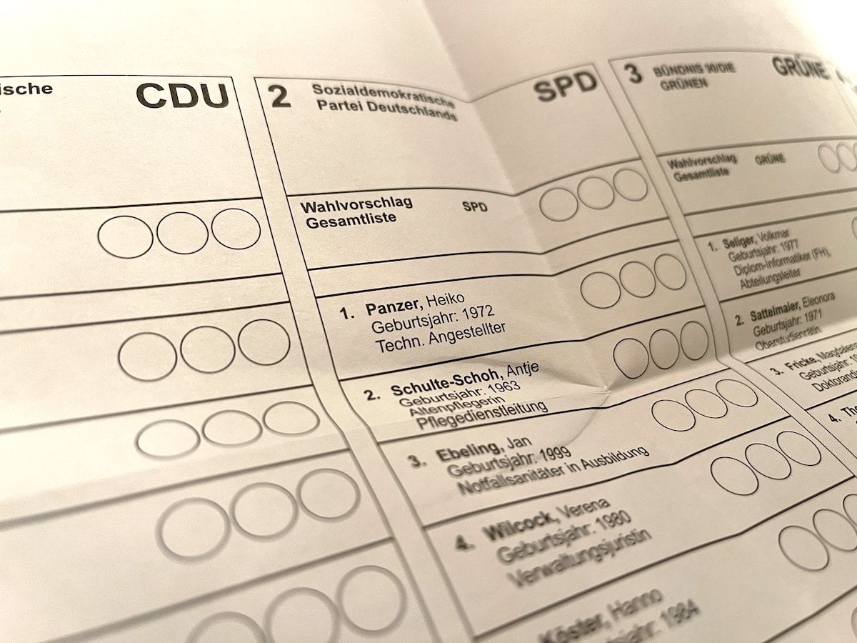 Wahlzettel Kommunalwahl 2021