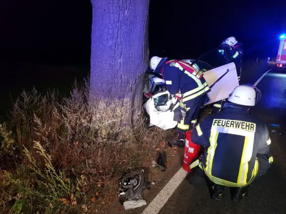 Auto prallt in Melle frontal gegen Baum