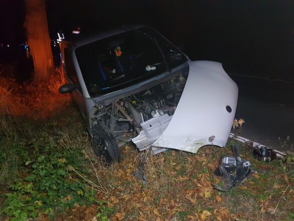 Leicht-KFZ fährt in Melle gegen Baum