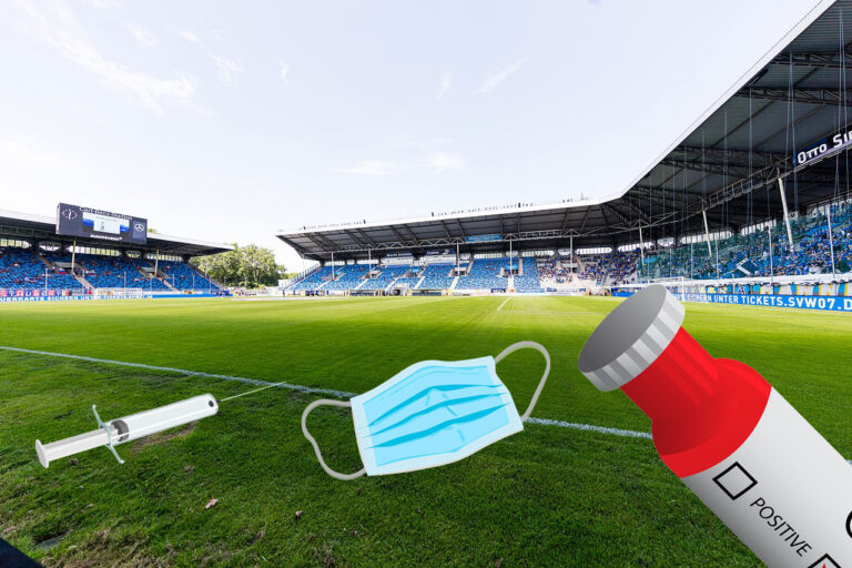 Corona und Fußball, Illustration unter Verwendung eines Fotos von Sven Mandel, CC BY-SA 4.0