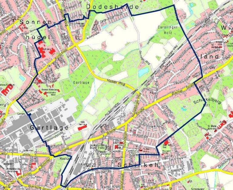 Evakuierungskarte für Blindgänger in der Gartlage / Grafik: Stadt Osnabrück