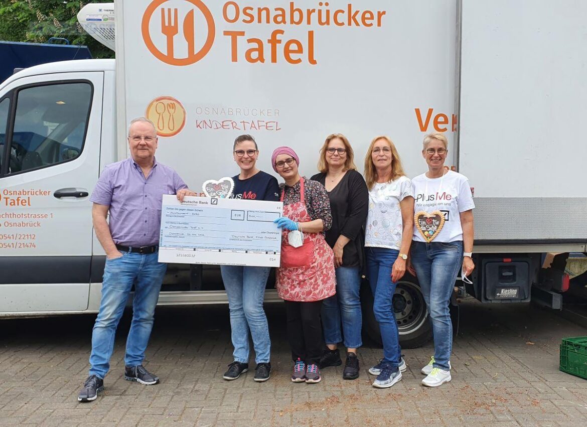 Die Osnabrücker Tafel freut sich über die Spende der Deutschen Bank. (von links): Hermann Große-Marke (ehrenamtlicher Vorstand Osnabrücker Tafel), Jutta Schmidt (Deutsche Bank), Siam Mohammed (Osnabrücker Tafel), Petra Nemitz (Osnabrücker Tafel), Martina Lücke (Osnabrücker Tafel), Maike Horstmann (Deutsche Bank) / Foto: Groenewold