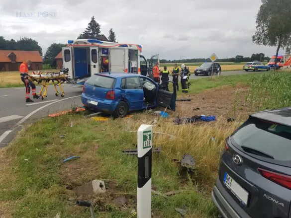Wieder schwerer Unfall an Kreuzung in Ostercappeln, ein Mensch in Lebensgefahr Wieder schwerer Unfall an Kreuzung in Ostercappeln, ein Mensch in Lebensgefahr