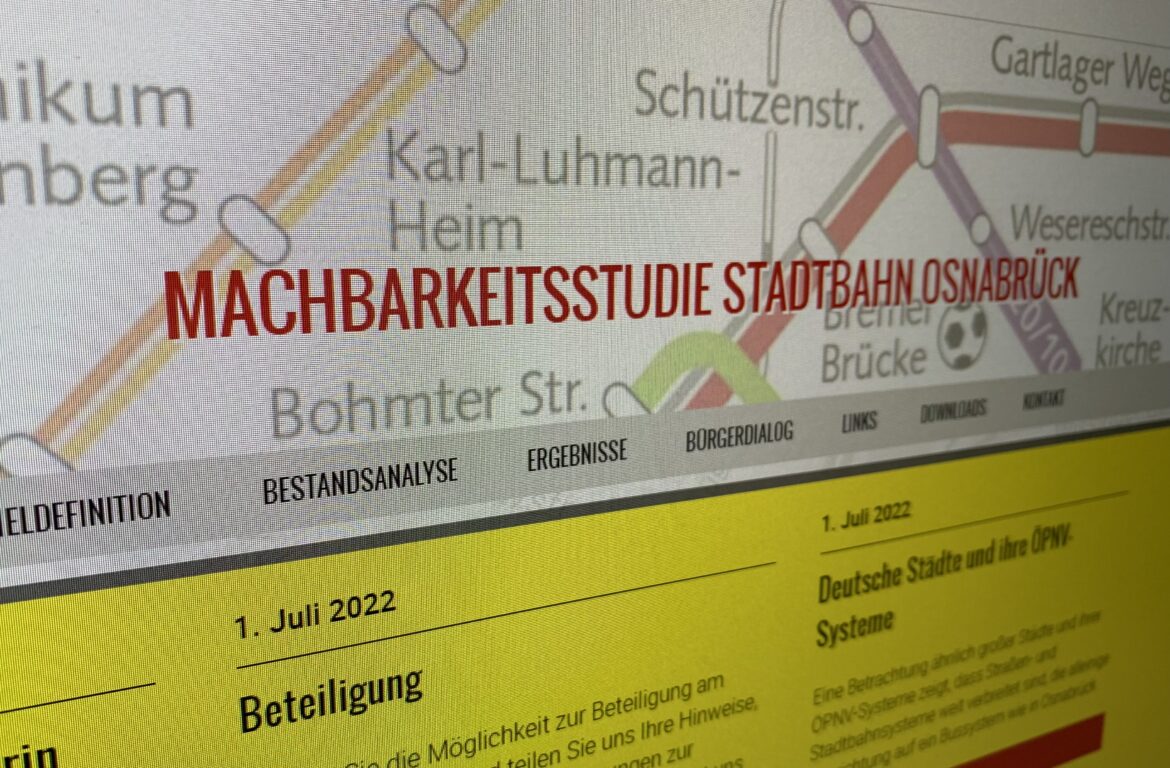 Blick auf die neue städtische Webseite zur Stadtbahninitiative