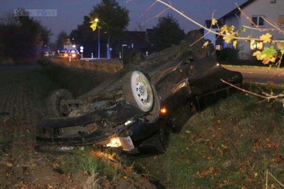 PKW mit zwei Insassen überschlägt sich in Melle, Fahrer betrunken