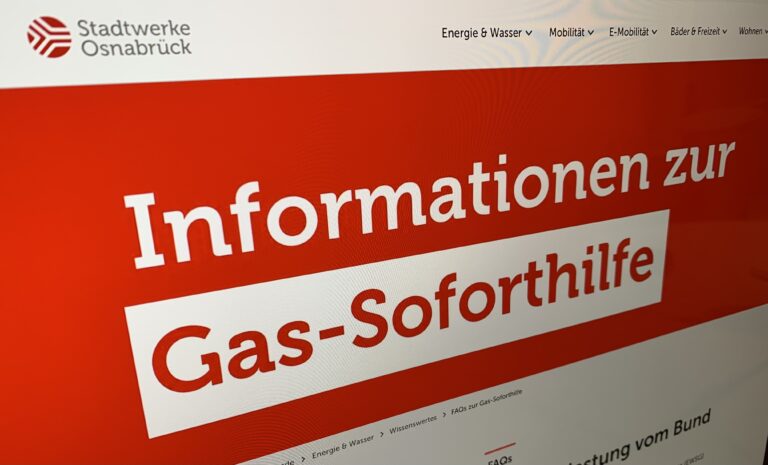 Die neue Seite auf der Homepage der Stadtwerke beantwortet alle Fragen zur Gas-Soforthilfe.