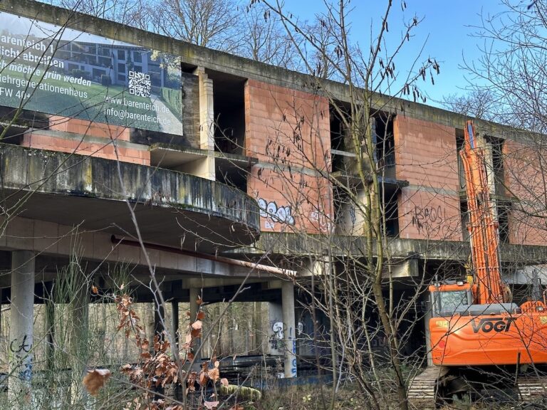 Abrissbagger am Haus am Rubbenbruchsee