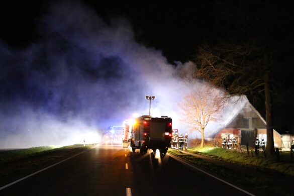 Stall mit Tieren in Flammen, Bundesstraße in Alfhausen gesperrt