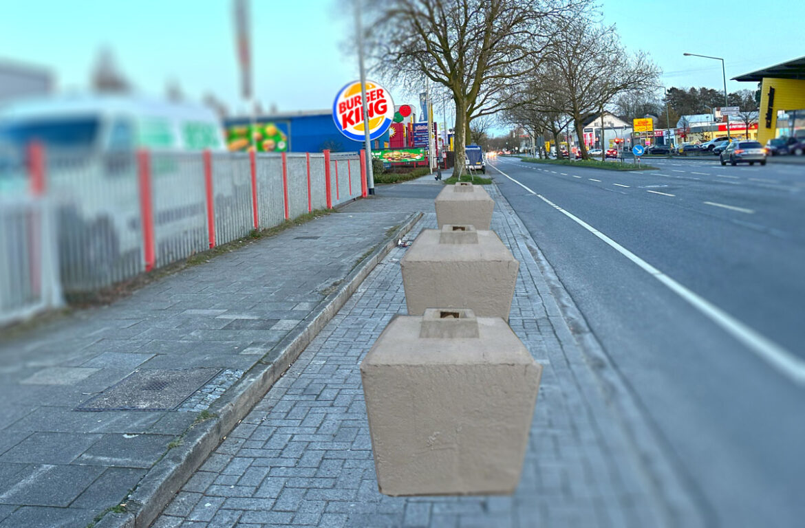 Visualisierung "Pagenstecherstraße mit Betonblöcken"