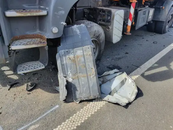 Transporter und PKW rammen Sicherungs-LKW auf Autobahn A30, zwei Verletzte