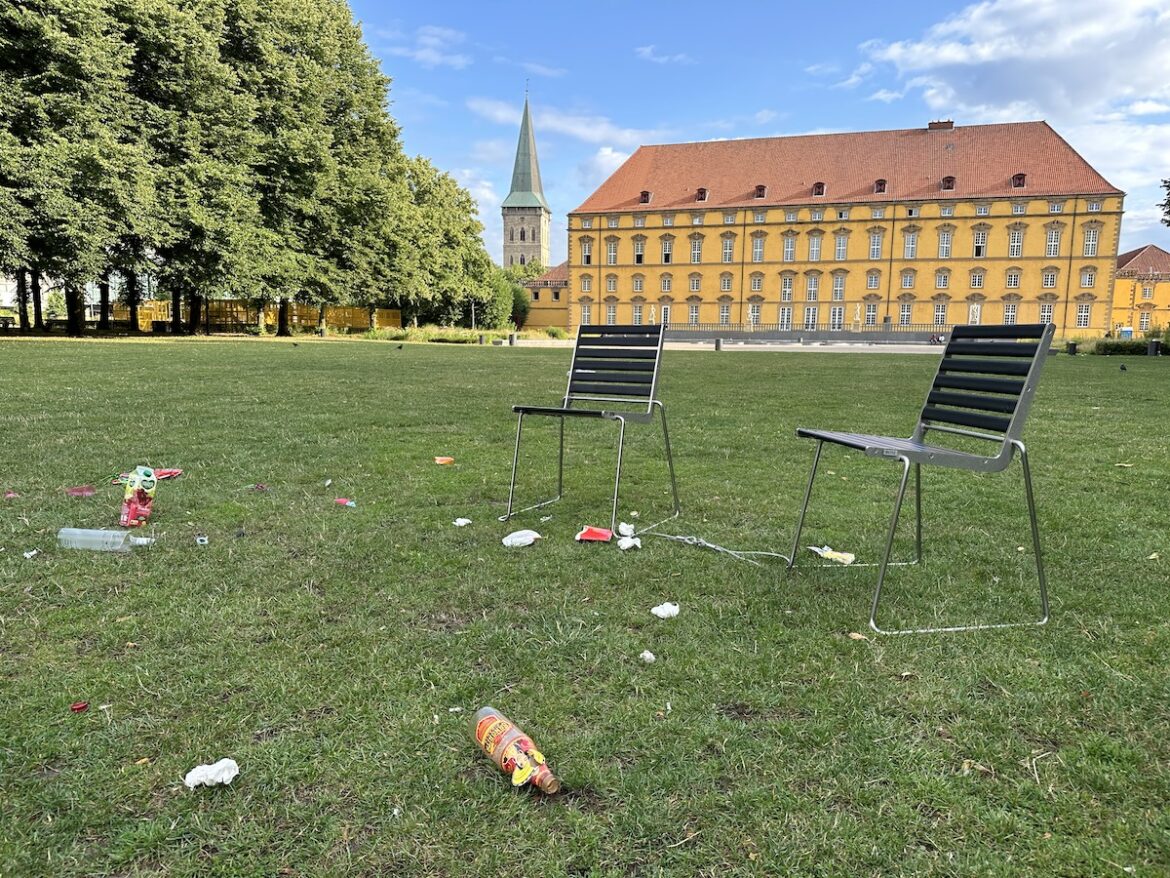 Müll im Osnabrücker Schlossgarten. / Foto: Pohlmann