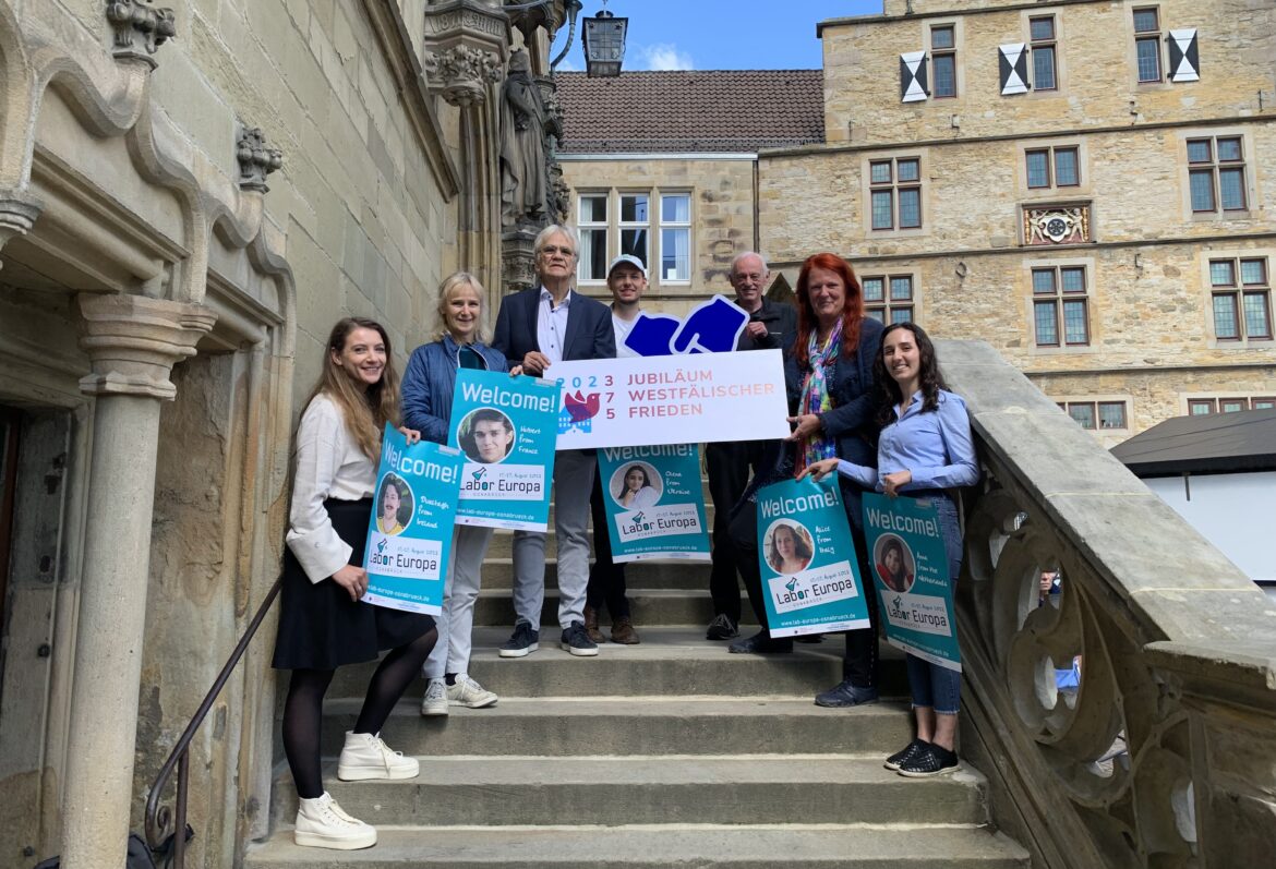 Freuen sich auf das "Labor Europa": (von links) Elisabeth Lumme, Christine Grewe, Dr. Johannes Dälken, Simon Niemann, Alfred Rotert, Patricia Mersinger und Anush Darbinyan. / Foto: Guss