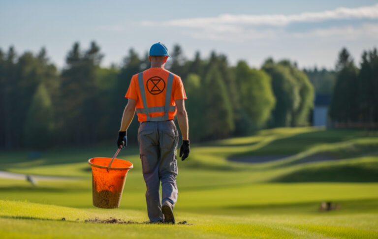 Extinction Rebellion Aktivist auf dem Golfplatz