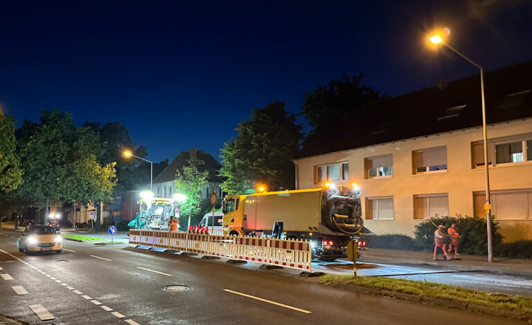Nachtbaustelle an der Wersener Straße in Osnabrück Eversburg
