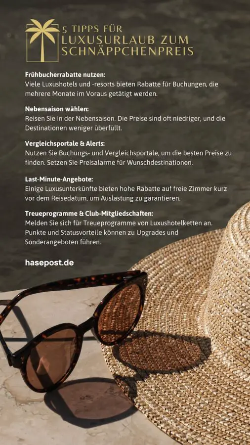 Infografik: 5 Tipps fur Luxusurlaub zum Schnäppchenpreise