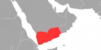 Landkarte Jemen (rot)
