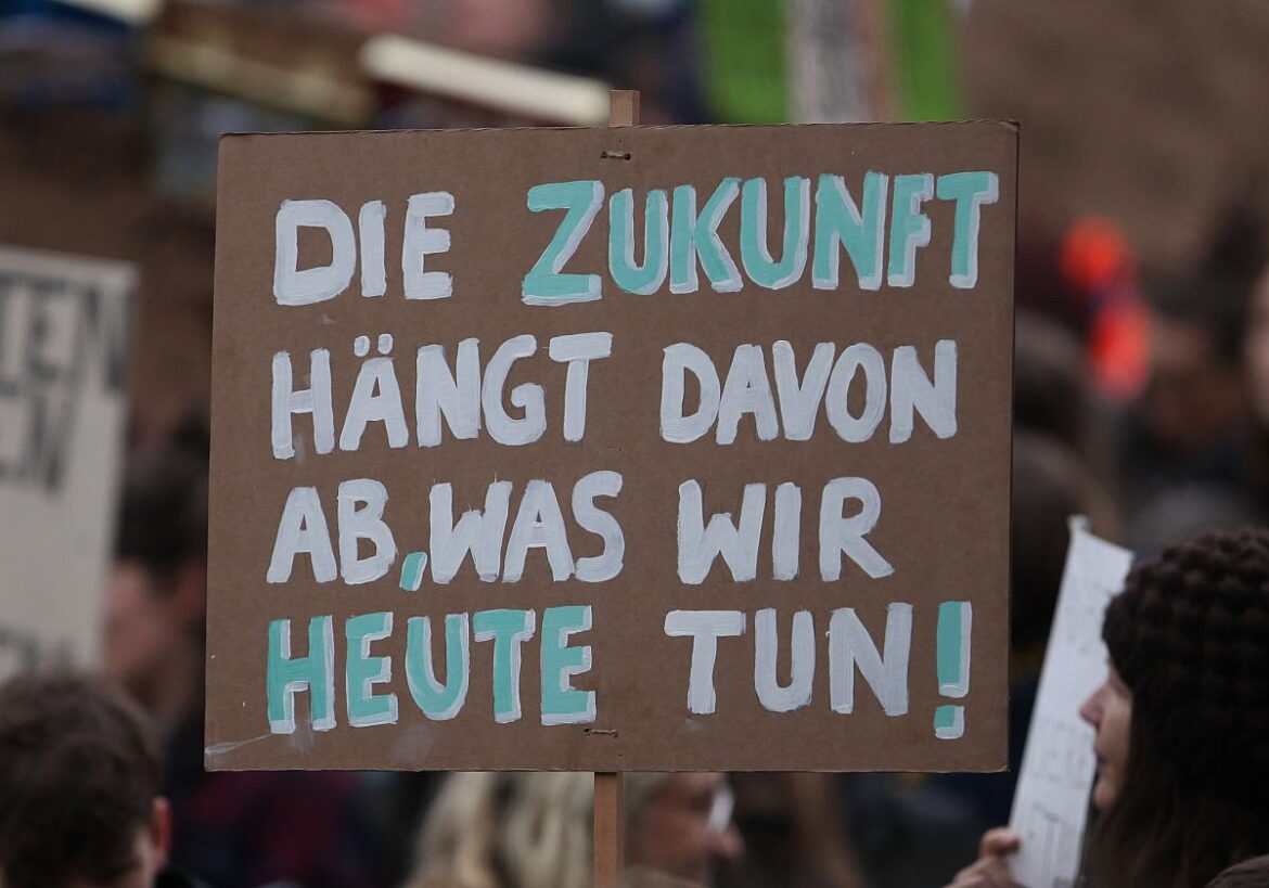 Klima Protestschild "Die Zukunft hängt davon ab, was wir heute tun"