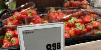 Preisschild Erdbeeren