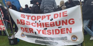 Protestplakat "Stoppt die Abschiebung der Yesiden"