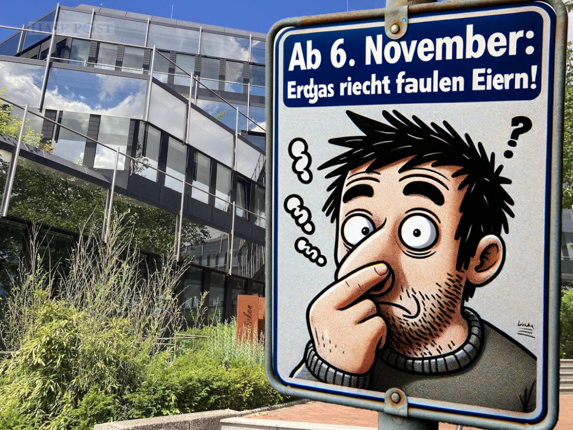 Erdgas stinkt bald nach faulen Eiern / Montage: Pohlmann, Foto: Schulte Grafik. Dall-E