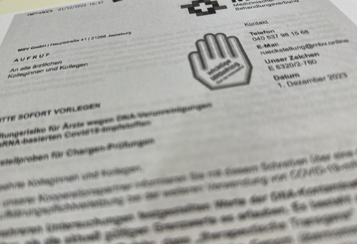 Schreiben der MBV GmbH