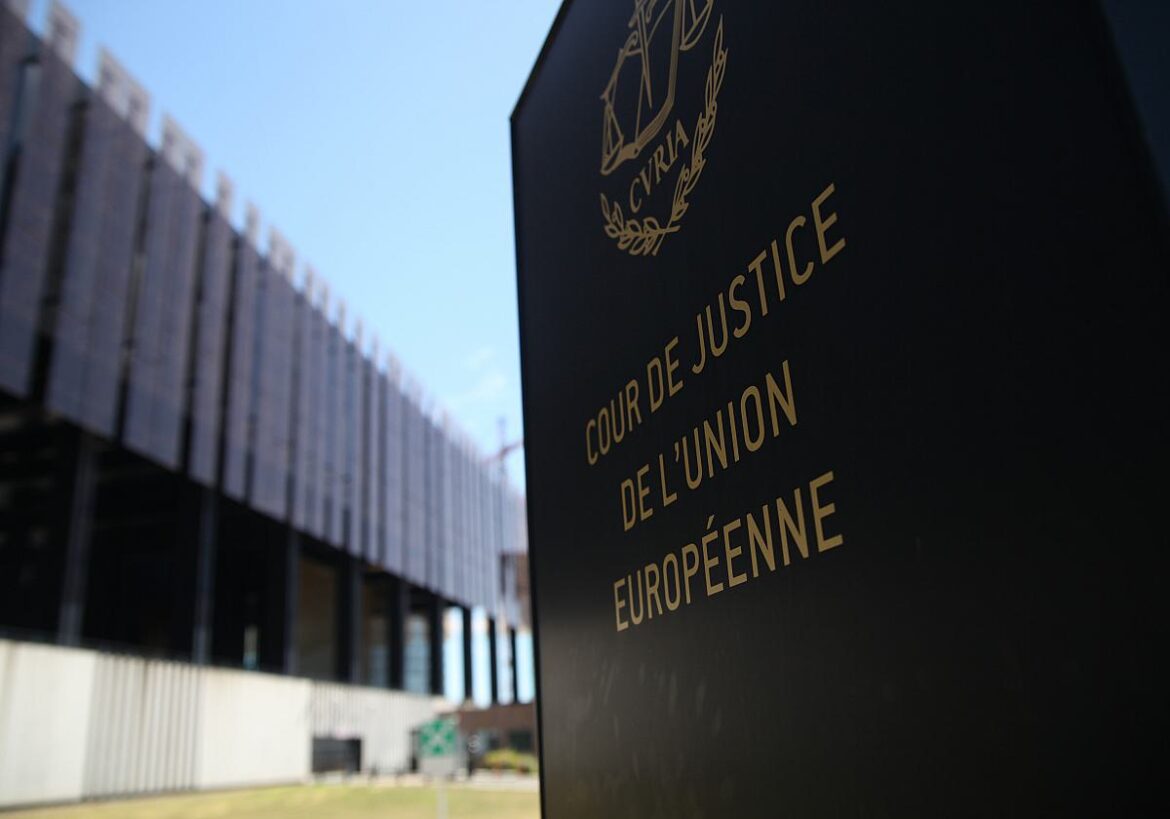 Schild des Europäischen Gerichtshofs