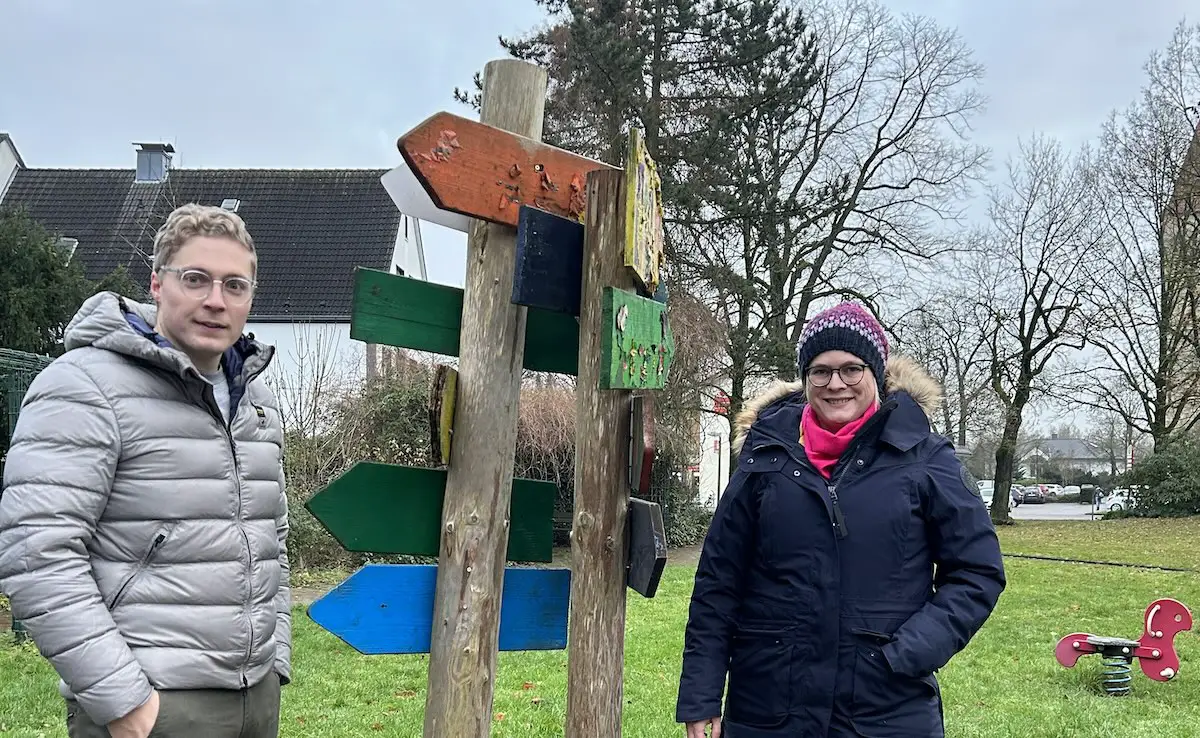 Max Assmann und Verena Kämmerling am Eberleplatz in Haste