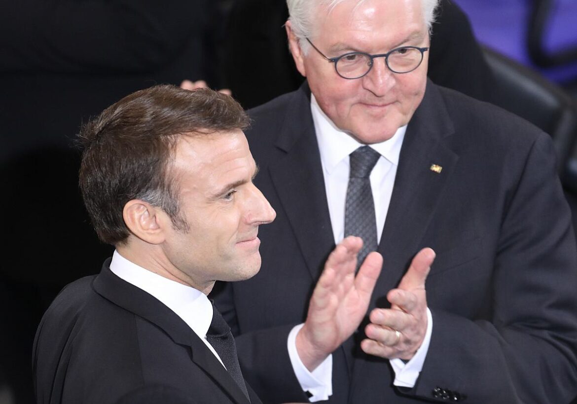 Französischer Präsident Emmanuel Macron und Bundespräsident Frank-Walter Steinmeier