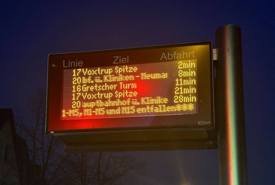 Anzeigetafel Bus