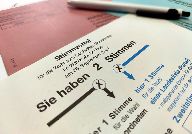 Wahlzettel der Bundestagswahl