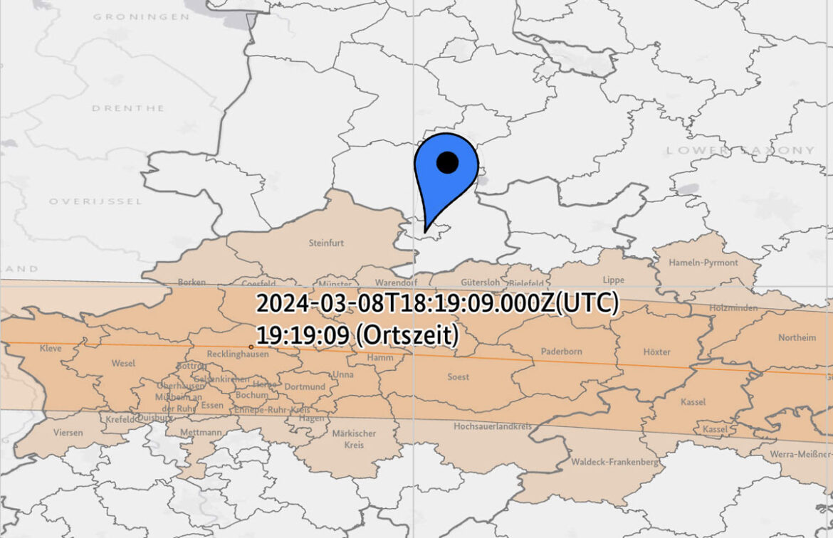 Absturzkarte für Trümmer aus dem All / BBK Bund