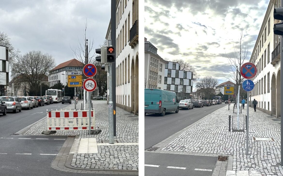 Vorher/Nachher: Radweg am Neuen Graben